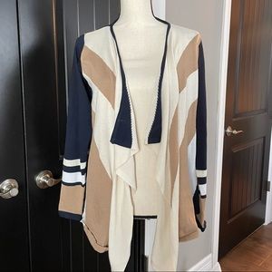 Valerie Stevens Blue Brown Wrap Cardigan Size Small